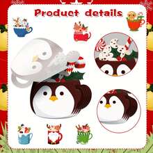 Set de 240 de autocolante pentru pahare de Crăciun, caiet cu tematică Moș Crăciun și reni, autocolante și notițe adezive pentru sărbători de iarnă pentru serviciu, studiu, listă de cumpărături