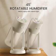 FIORIA 1 szt. obrotowy nawilżacz powietrza o kącie 45 stopni z efektem rozgwieżdżonego nieba, odpowiedni do biura, salonu, samochodu, sypialni, zasilany przez złącze typu C, duża wydajność mgiełki, cicha praca