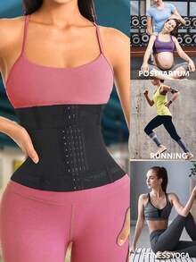 1pc Wrap Waist Trainer Double Belt Body Shaper Corset Shapewear Slimming Sheath Woman Flat Tightens Belly Sheath Waist Trainer Body Shaper - 黑色 - 查看 8