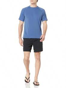Essentials - Men's UPF 50 Quick-Drying Short-Sleeve Swim Shirt - White - View 5