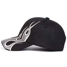 1Piece Men Flame Embroidered Baseball Cap Outdoor Adjustable Sunscreen Leisure Hat Spring Autumn Travel Tourism Beach Vacation - 彩色 - 查看 4