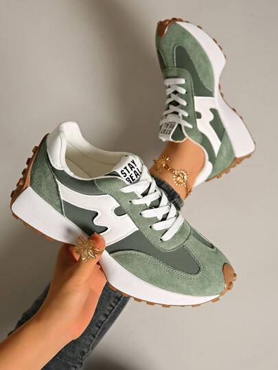 Women's Comfortable Lace-Up Sneakers - Lightweight Multifunctional Casual Shoes, Non-Slip Rubber Sole, Suitable For All Seasons