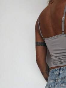 Open Neckline Blouse Simple Knitted Fabric Draped - Màu Xám nhạt - Xem 4