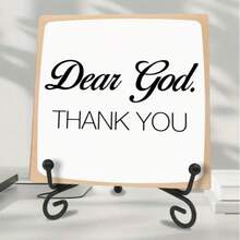 1 Set, Wooden Desktop Logo, Inspiring "Dear God, Thank You" Sign, Very Suitable For Living Room, Bedroom, Room Decoration, No Need For Electricity, Multi-Functional Home Decoration, Christmas Decoration - Multicolor - View 2