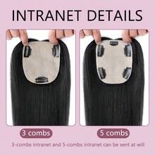 Postizos para mujeres de cabello humano real de 10x12cm, extensiones de cabello de 12 pulgadas con clip, piezas de cabello para mujeres con cabello ralo para aumentar el volumen del cabello - Natural Black - Ver 5