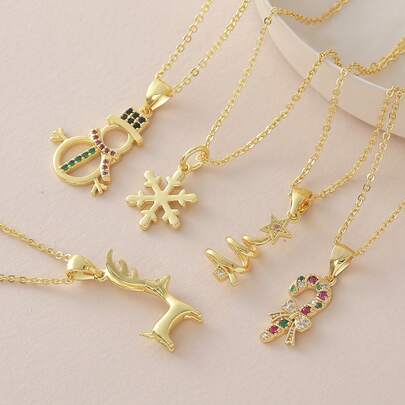 1pc Christmas Necklace, Winter Snowflake Santa Claus Tree Bell Pendant Fashionable Choker Necklace, Multifunctional Accessory - Cute Holiday Jewelry Gift For Women, Wearable Year-Round, Holiday Decor, Pendant, Collectible Accessory