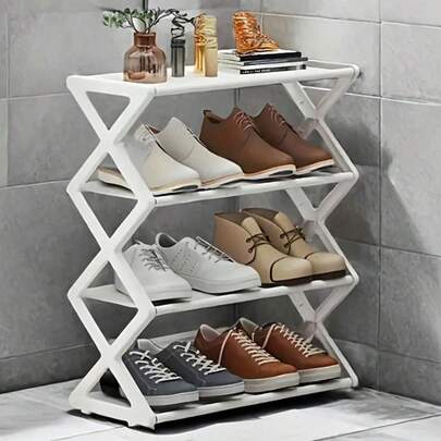 1 件 - 4 层 X 形鞋架，节省空间且易于组装，是家庭和厨房的理想选择，鞋架，现代鞋架，鞋架整理器，客厅和家居装饰鞋架。适合赠送给家人和朋友，完美的生日周年纪念日、情人节、圣诞节、万圣节、教师节、毕业典礼、重返学校、感恩节惊喜礼物，仅此而已，几乎