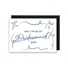 你愿意做我的伴娘吗？卡片，伴娘邀请卡，简单的伴娘卡，送给亲密朋友的简单卡片，简洁优雅 - 彩色 - 查看 7