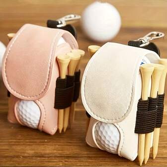 紧凑型户外迷你高尔夫球袋，便携式皮革高尔夫球架，带腰带