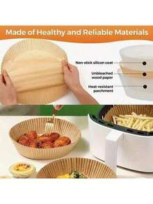 25/50 Papel desechable para forro interior de freidora de aire, resistente al aceite y al agua, para canasta y tazón de freidora de aire de 6 pulgadas / 8 pulgadas, 50/25 piezas, empaque predeterminado de OPP, papel de hornear redondo antiadherente, adecuado para la mayoría de las freidoras de aire, regalos de Halloween, Navidad, accesorios de cocina, hornear, cumpleaños, bodas, forro de freidora de aire.