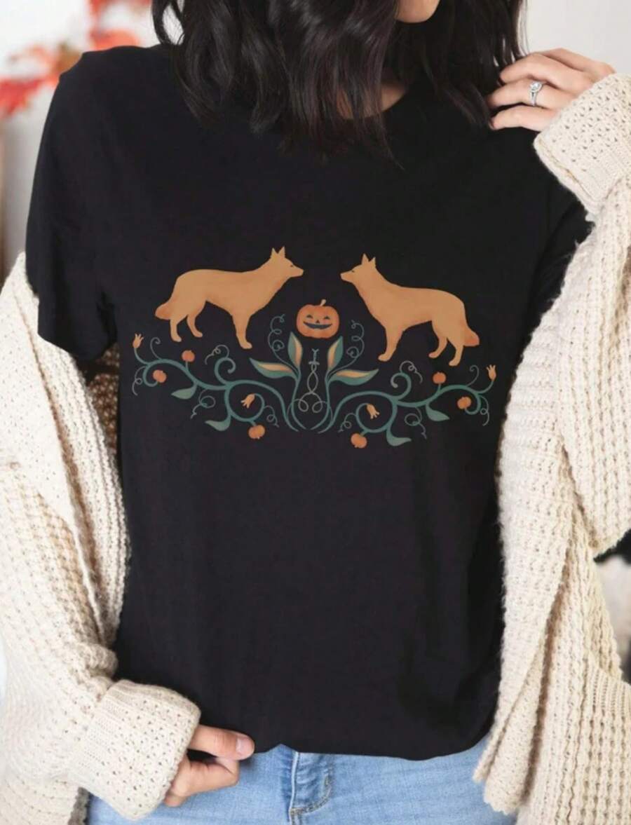 Embrace The Beauty Of Simplicity With A Piece That's Minimal But Never Mundane . It's Affordably Priced Without Compromising On Quality, Making It Easy To Stock Up Or Experiment With Different Styles. Whether You're A Student, Professional, Or Fashion Enthusiast, This Black Short Sleeve Tee Delivers Style, Comfort, And Value In One Essential Piece. Black Long Sleeve With Popular Colors, Animal Patterns, Geometric Patterns, Tie Dye Patterns, Floral Patterns, Millennial Spicy Girl Style, Y2K Style, Basic Patterns, Floral Patterns, Loose,Fall Outfit For Women, Christmas Outfit Women,Tops,Fall Clothes For Women,Vestidos Elegantes De Mujer,Winter Clothes For Women,Niche Vitality, Plus A Comfortable Fit - 黑色 - 查看 1