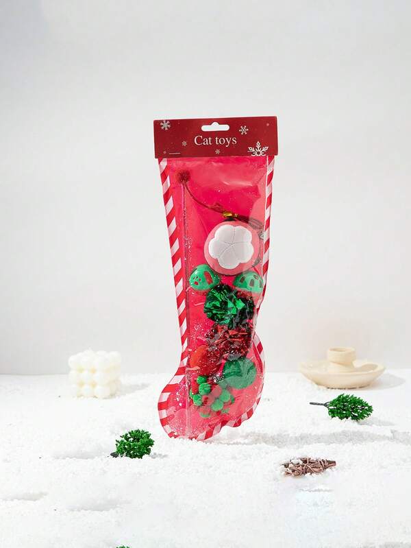 Christmas Pet Toy Set Holiday Themed Cats Playsets Pet Toy Fashion Christmas Pet Toys Cat Cute Funny Toy Sets New Year Gifts