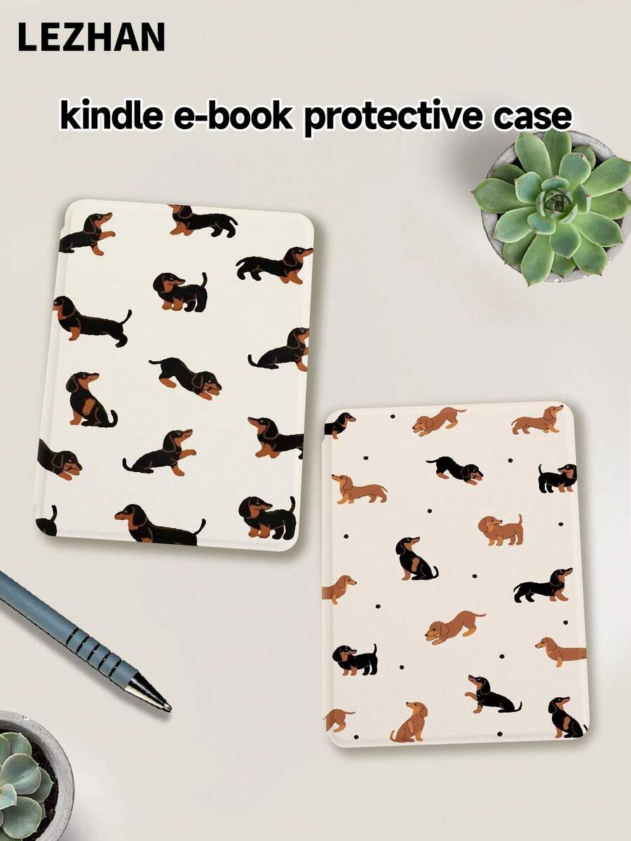 1 pieza Funda protectora para Kindle Paperwhite 5/Kindle NK 11/Kindle Edition con diseño lindo de cachorro de dibujos animados y lunares, función de activación/suspensión automática, ligera y ajustada para proteger tu dispositivo de lectura - Multicolor - Ver 1