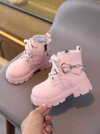 New Round Toe Children's Boots, Casual Retro Flat Bottom Girls' Ankle Boots, Non-Slip Wear-Resistant Big Kids' Shoes, Girls' Students' Punk Boots