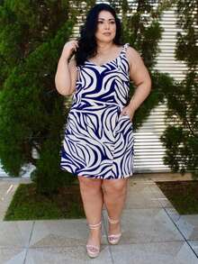 Women's Plus Size Jumpsuit Short Skirt With Printed Lining Summer - 顏色 31 - 查看 3