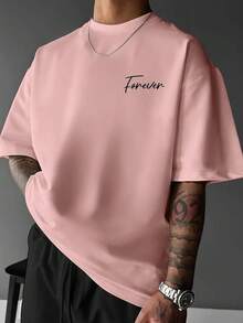 Zrgoth 男士休闲百搭简约印花元素短袖T恤 - 粉色 - 查看 3