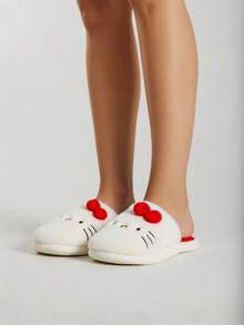 SANRIO Cartoon Plush Slippers For Youth & Girl - Cozy & Warm, Cartoon Shoes, Furry Slippers, Fluffy Slippers, Sole With Cute,  Characters  Designs - Perfect For Indoor Lounging For Winter - Red and White - View 4