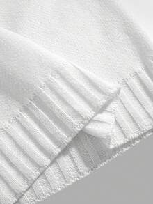 Men Plus Size Turtleneck Dropped Shoulder Casual Solid Color Loose Pullover Sweater , Fall Winter