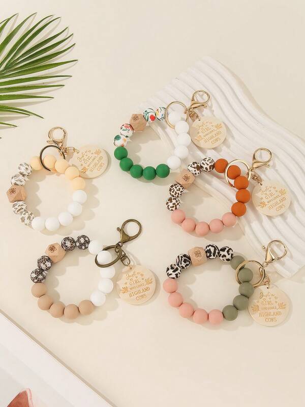 1pc Solid Color Casual Bohemian Party Street Elegant Silicone Keychain, Birthday Gift