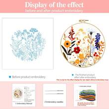 Sunflower & Bee Embroidery Kit For Beginners, Includes 11CT Printed Fabric Pattern, Full Tool Set, And DIY Craft Instructions