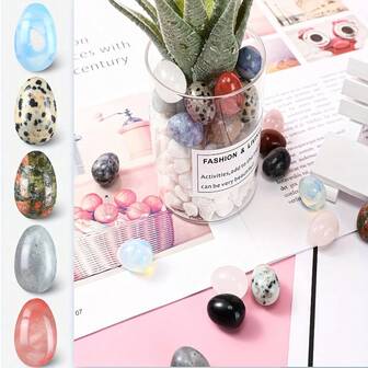 10 piezas de huevos de cristal natural de la suerte, huevos decorados, hechos a mano para traer riqueza, regalo perfecto para Navidad, Pascua o Acción de Gracias