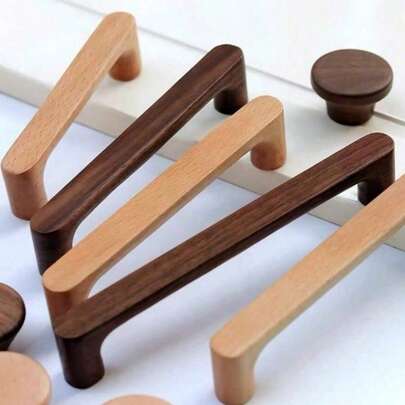1pc/5pcs Wooden Drawer Pull Handles, Cabinet Knobs, Kitchen Cabinet Drawer Pulls, Cabinet Door Handles