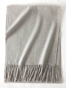 1pc Fashionable Solid Color Warm Pashmina Scarf, Unisex Casual Fringed Shawl For Cold Weather, Suitable For Daily Wear, Autumn/Winter - Grey - View 4