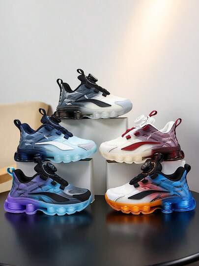 Zapatillas deportivas gruesas de moda para adolescentes niños y niñas, con forro suave y cómodo, hebilla giratoria de fácil puesta y quitado, suela antideslizante y duradera, adecuadas para la escuela, estudiantes, deportes y uso casual