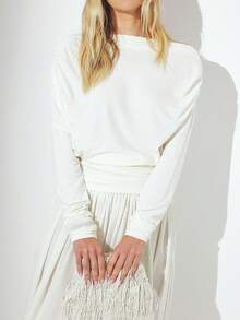 Nouveau Top élégant et en tissu tricoté de couleur unie, avec fronces à la taille et épaules dénudées. Convient pour les voyages, les sorties, le port quotidien, les vacances