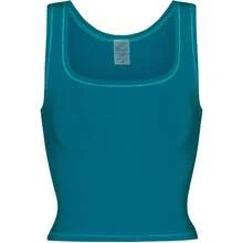 Women Rib Tank Top Padded Workout Top Square Neck Crop Tank Fitted Basic Cami Tops - Ocean Depths - View 8