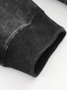 Retro Group Portrait Print"Nightmare Before Christmas, Horror. American Retro Print Pattern 1Pcs 500g Pure Heavy 100% Cotton Cordless Sweatshirt, Letter Spring/Fall Winter All Loose Washed Popover Pocket, Christmas Halloween Thanksgiving Day  New Year, Y2K Street  Hip-Hop Campus Fashion Style, Suitable For Parties And Play - 黑色 - 查看 5