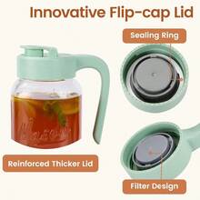 Mason Jar Pitcher With Tea Filter Airtight Leakproof Glass Pitcher With Lid 64 Oz Sun Tea Glass Jar For Outside Perfect For Sun Tea Lemonade And Iced Tea - Green - View 4