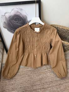 Women Blouses - 卡其色 - 查看 2