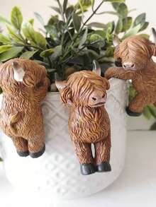 1pc Elegant Highland Cow Garden Decor - Resin Ornament, Suitable For Flower Pot Edging - Multicolor - View 2