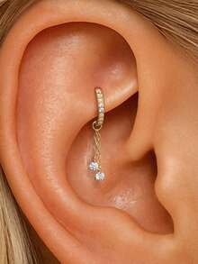 1 pieza Pendiente de plata de ley 925 con colgante de trébol, de doble cadena, minimalista, joyería para boda, fiesta y regalo para ella, joyería fina