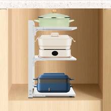RibasuBB 3-Tier Pot And Pan Organizer Rack For Kitchen Countertop, Adjustable Carbon Steel Stand With Removable Shelves, Space-Saving Vertical Storage, White - 白色 - 查看 7