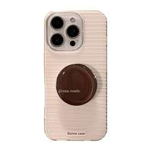 1 pieza Funda de teléfono con cobertura completa para mujeres con estilo Ins de rayas rosas y marrones para iPhone 16 Pro Max/15/12/11 de GUCADI