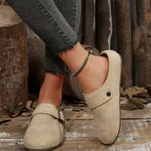 Women Metal Decor Shoes Simple Flat Casual Loafers Summer Break - 杏色 - 查看 7