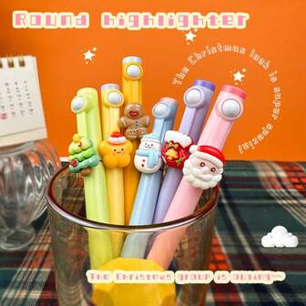 Creative Fidget Roller Highlighter Pen, Glow-In-The-Dark Christmas Design, High-Quality For Students To Highlight And Take Notes