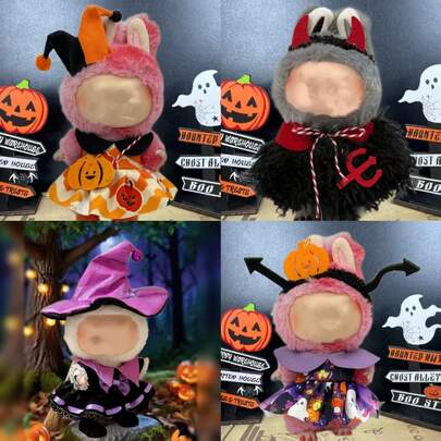 Ropa solo para muñeca Labubu de 17 cm, disfraz de bruja de Halloween para Labubu