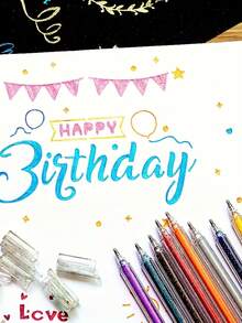 8 支/12 支/24 支闪光圆珠笔套装，适用于书写、绘画和装饰，塑料中号 1.0 毫米，闪亮墨水笔，非常适合日记、剪贴簿和艺术项目 - 彩色 - 查看 3