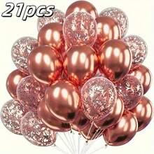 21pcs Rose Gold Balloons And Rose Gold Confetti Latex Balloons, Perfect For Birthdays, Weddings, Engagement Parties, Graduation Ceremonies, Anniversaries, Home Garden Decoration, Home Decoration, Party Backgrounds, Christmas Decor - 彩色 - 查看 5