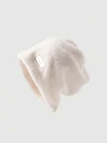 Women's Autumn/Winter Thermal Lined Beanie Hat With Logo, Warm Ear Protection Knitted Slouchy Cap, Suitable For Cold Weather Outings