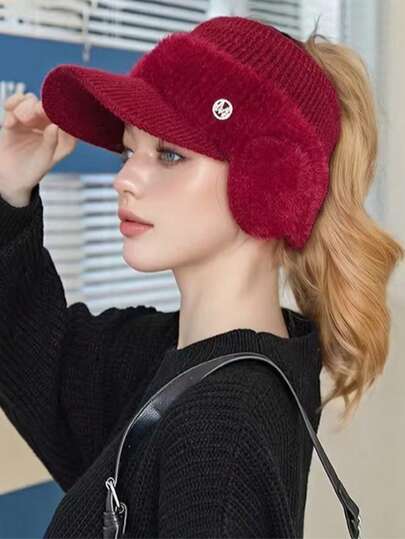 Ladies' Open-Top Hats For Autumn And Winter, Warm, Thickened, Ear-Protecting Open-Top Hats, Baseball Caps, Can Be Tied Up In A High Ponytail, Suitable For Outdoor Running, Leisure And Shopping., Hat For Women, Cowgirl Hat, Foldable Hat Women, Warm Hats For Women, Running Cap, Cold Weather Gear, Stylish Winter Cap, Casual Headwear, Thickened Fabric, Earprotective Design, Warm Cap, Women's Hat, Women's Fashion, Casual Wearers