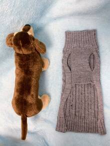 1-częściowy sweter dla zwierząt, jednolity kolor, wydłużony sweter dla zwierząt, minimalistyczny styl, wzór dla pary/najlepszego przyjaciela, odpowiedni dla pudli, bassetów, jamników, beagle'ów, corgi, psów długonogich, kotów, wydłużony, spersonalizowany, dla zwierząt krótkonogich - Szary - Zobacz 10