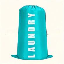 Extra-Large Capacity Canvas Laundry Bag - Durable Drawstring Closure, Washable, Portable, Folding, And Collapsible - Ideal For Home, Travel, And Storage Organization - Light Blue - View 2