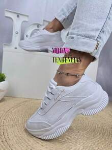 Women's Platform Sneakers, Beautiful, Comfortable And Resistant (LARGE SIZE) - White White - View 9