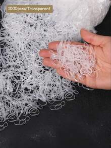 100/500/1000pcs/Pack Women Colorful Hair Ties, Transparent/Black Mini Elastic Hair Bands, Disposable Small Hair Rubber Bands, Minimalist Solid Color Hair Accessories, For Daily Use, Ponytail, Wedding Hairstyle, Ponytail Holders, Hair Ties, Hair Elastics - Transparent - View 19