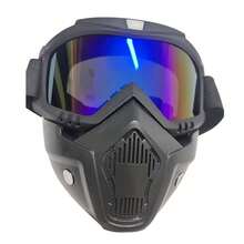 1pc Motorcycle Goggles With Detachable Face Mask - Off-Road ATV Motocross Glasses UV Protection Adjustable Riding Motorcycle Safety Goggles Racing Detachable Anti-Fog Warm Protective Eyewear - Multicolor - View 3