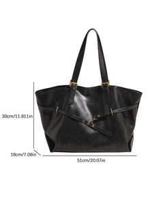 复古大容量多功能日常单肩包，简约纯色轻便手提包，美拉德时尚扇形包，小众设计休闲腋下包，适合通勤、旅行和各种场合。 - 黑色 - 查看 7